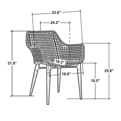 Armchair with Wicker Back and Solid Wood Legs in Black