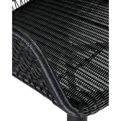 Armchair with Wicker Back and Solid Wood Legs in Black