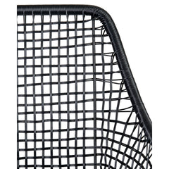 Armchair with Wicker Back and Solid Wood Legs in Black