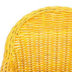 Armchair, Woven Rattan Wicker Frame with Beige Cotton Seat