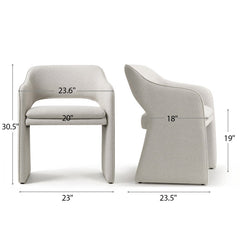 Armchairs, Set of 2, Beige Fabric with Manufactured Wood Frame
