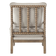 Armchairs, Set of 2, Beige Polyester with Solid Wood Frame