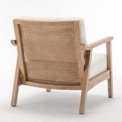 Armchairs, Set of 2, Beige Polyester with Solid Wood Legs