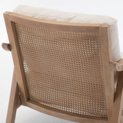 Armchairs, Set of 2, Beige Polyester with Solid Wood Legs