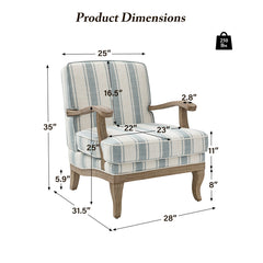 Armchairs, Set of 2, Blue Polyester with Brown Wood Legs