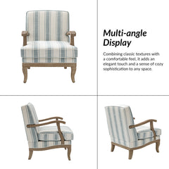 Armchairs, Set of 2, Blue Polyester with Brown Wood Legs