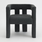 Armchairs, Set of 2, Charcoal Polyester Blend Boucle with Square Arms