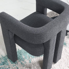 Armchairs, Set of 2, Charcoal Polyester Blend Boucle with Square Arms