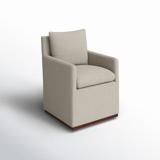 Armchairs, Set of 2, Flax Performance Linen with Walnut Wood Legs