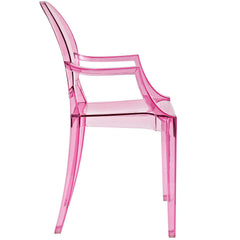 Armchairs, Set of 2, Pink Polycarbonate with Plastic Legs