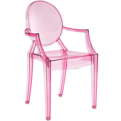 Armchairs, Set of 2, Pink Polycarbonate with Plastic Legs
