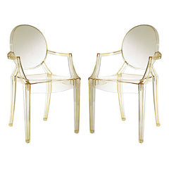 Armchairs, Set of 2, Pink Polycarbonate with Plastic Legs
