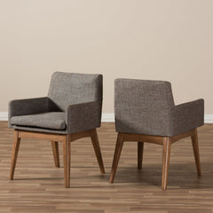 Armchairs, Set of 2, Polyester Blend, Solid Wood Legs