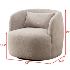Armchairs, Set of 2, Taupe Boucle with Black Metal Legs