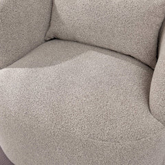 Armchairs, Set of 2, Taupe Boucle with Black Metal Legs