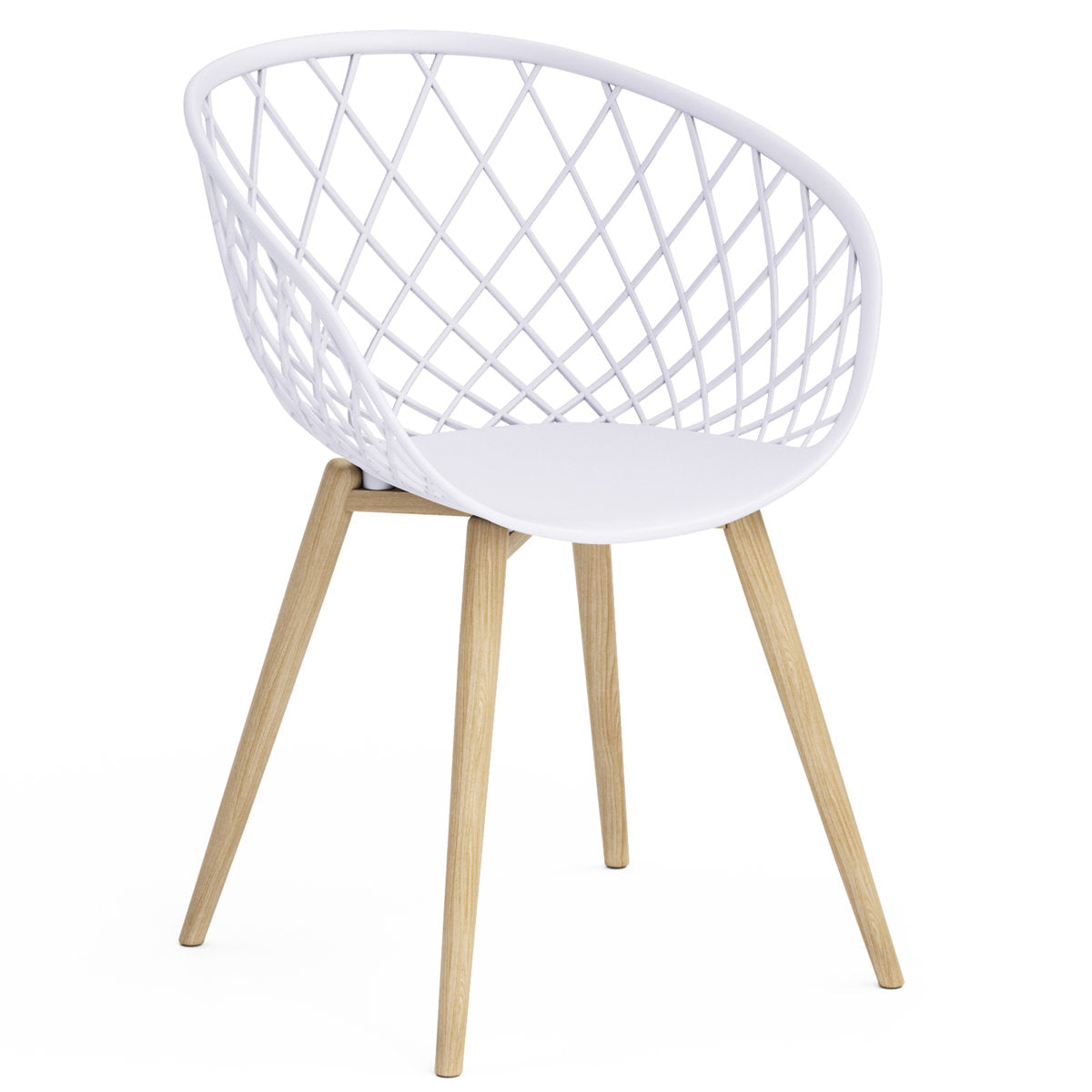 Armchairs, Set of 2, White Polypropylene Seat with Steel Legs