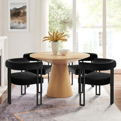 Armchairs, Set of 4, Black Velvet with Matte Black Metal Legs