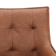 Armchairs, Set of 4, Faux Leather with Light Yellow Wood Legs