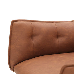 Armchairs, Set of 4, Faux Leather with Light Yellow Wood Legs