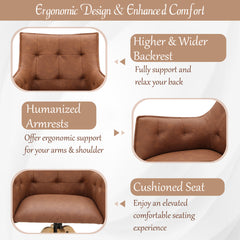 Armchairs, Set of 4, Faux Leather with Light Yellow Wood Legs