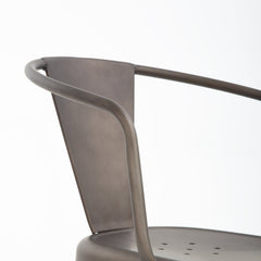 Armchairs, Set of 4, Metal Frame, Solid Back, Bronze