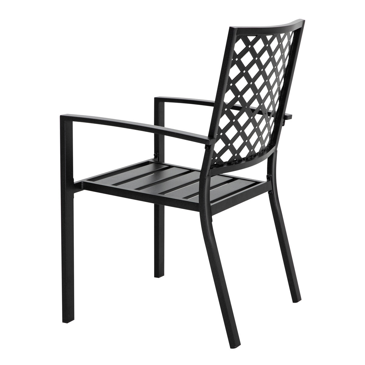 Armchairs, Set of 4, Stackable Black Iron with Metal Legs