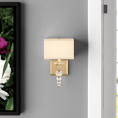Armed Sconce, 1 Light, Aged Brass with Clear Glass