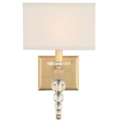 Armed Sconce, 1 Light, Aged Brass with Clear Glass