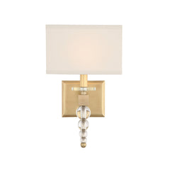 Armed Sconce, 1 Light, Aged Brass with Clear Glass