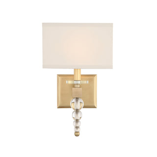Armed Sconce, 1 Light, Aged Brass with Clear Glass