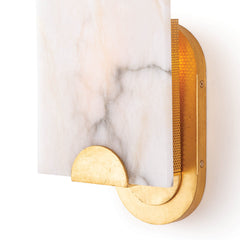 Armed Sconce, 1 Light, Alabaster Shade in Natural Stone