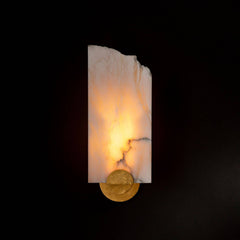 Armed Sconce, 1 Light, Alabaster Shade in Natural Stone