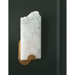 Armed Sconce, 1 Light, Alabaster Shade in Natural Stone