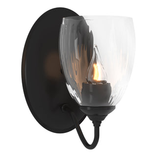 Armed Sconce, 1 Light, Black Wrought Iron with Clear Glass Shade