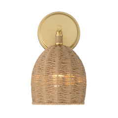 Armed Sconce, 1 Light, Gold Metal with Brown Dome Shade
