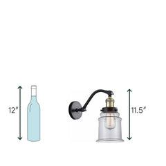 Armed Sconce, 1 Light, Oil Rubbed Bronze with Clear Glass Shade