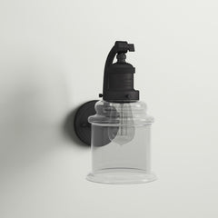 Armed Sconce, 1 Light, Oil Rubbed Bronze with Clear Glass Shade