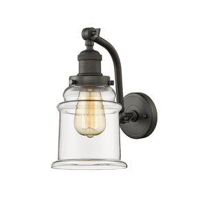Armed Sconce, 1 Light, Oil Rubbed Bronze with Clear Glass Shade