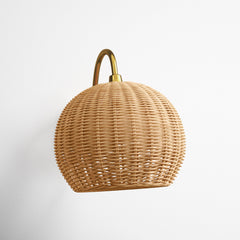 Armed Sconce, 1 Light, Plated Natural Finish with Glass Shade
