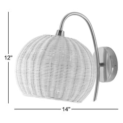 Armed Sconce, 1 Light, Plated Natural Finish with Glass Shade