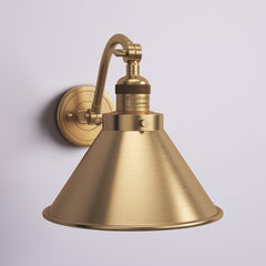 Armed Sconce, 1-Light with Metal Frame in Brushed Brass