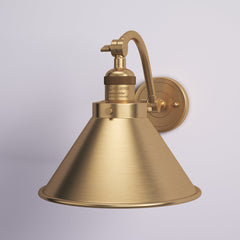 Armed Sconce, 1-Light with Metal Frame in Brushed Brass