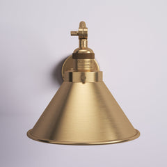 Armed Sconce, 1-Light with Metal Frame in Brushed Brass