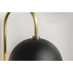Armed Sconce, 1-Light with Opal Glass Shade, Aged Brass/Black Finish