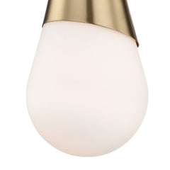 Armed Sconce, Aged Brass Finish with Frosted Glass Shade