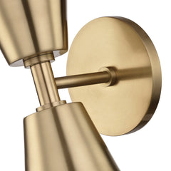 Armed Sconce, Aged Brass Finish with Frosted Glass Shade