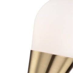 Armed Sconce, Aged Brass Finish with Frosted Glass Shade