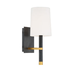 Armed Sconce, Black/Gold Metal with White Shade
