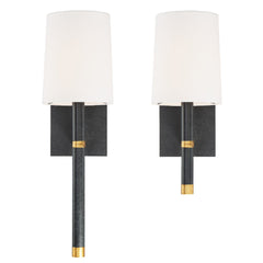 Armed Sconce, Black/Gold Metal with White Shade