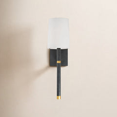 Armed Sconce, Black/Gold Metal with White Shade